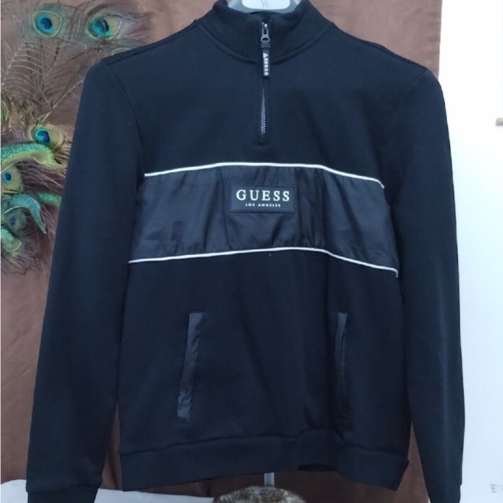 GUESS 1/4 ZIP SWEATER for Men size Xtra Large color black. NWT